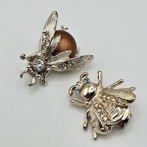 VINTAGE Beetles Bugs Silver Tone Rhinestone Scatter Brooch Pins Set